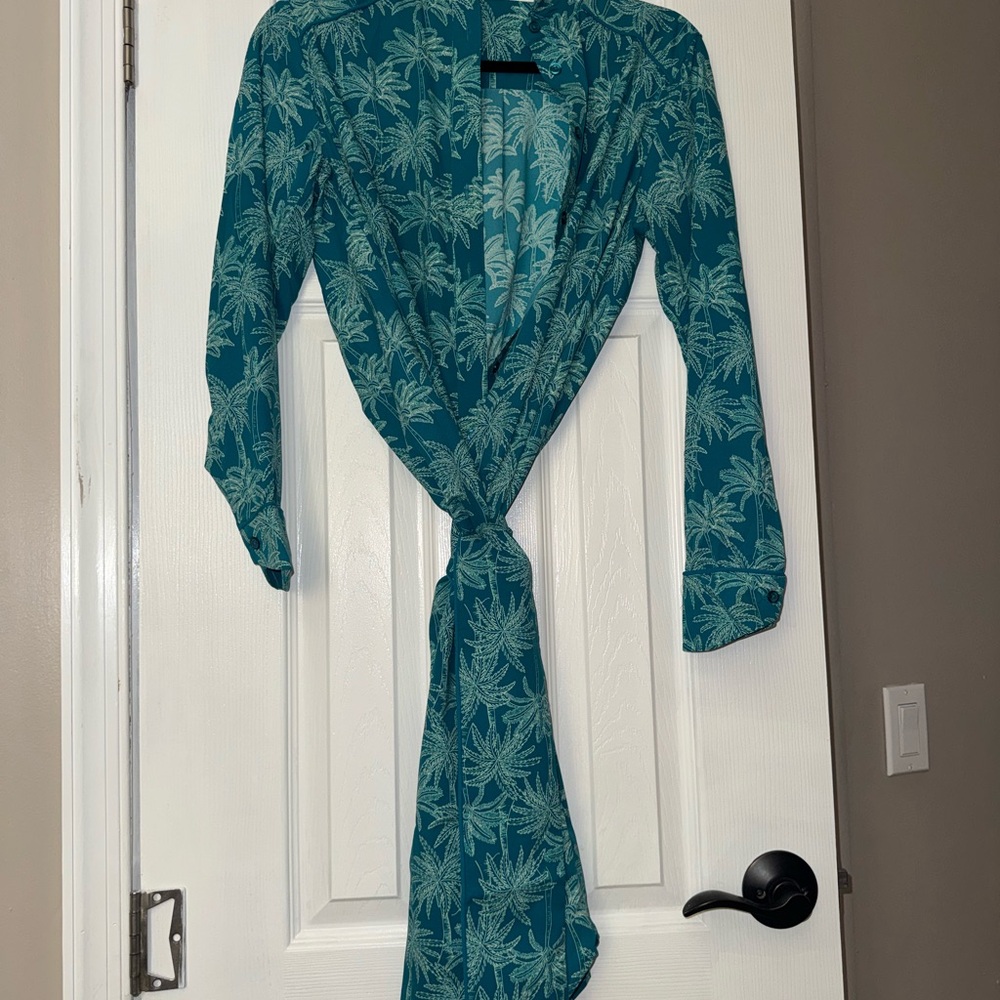 Coolibar Teal Palm Print Dress
